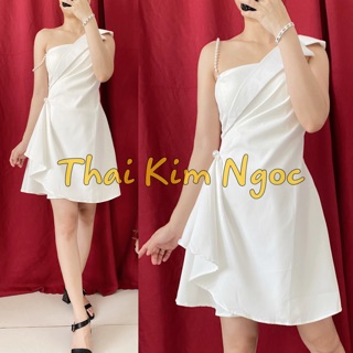 Đầm dự tiệc lệch vai 1 bên chuổi