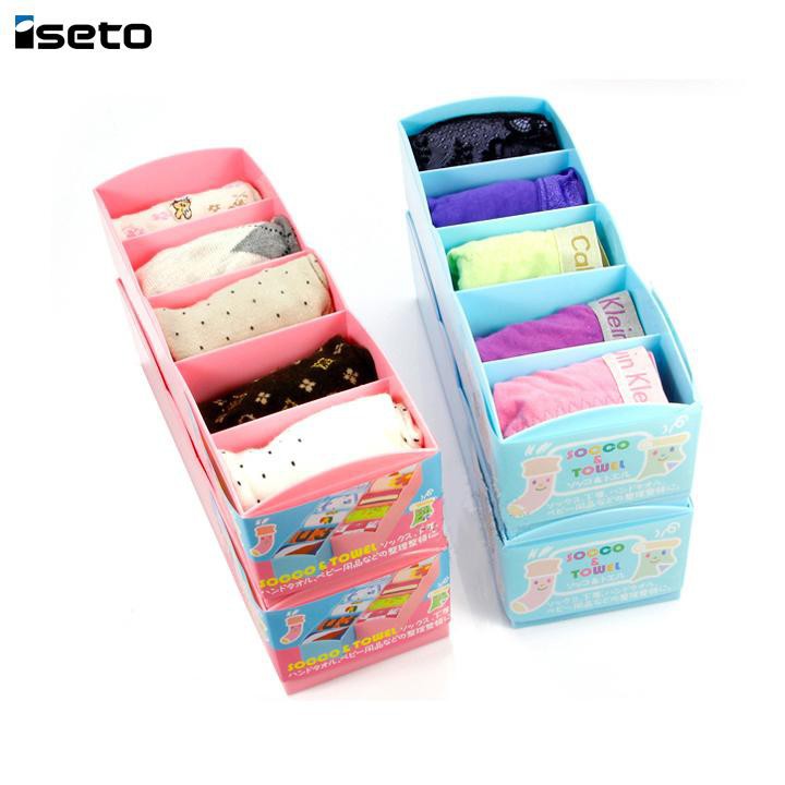 Hộp đựng tất, đồ lót 5 ngăn - Made in Japan (2 màu)