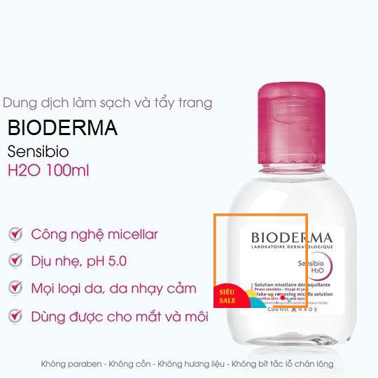 Nước tẩy trang Bioderma 100ml và 500ml dành cho da nhạy cảm, da dầu, da khô ngăn ngừa mụn hiệu quả