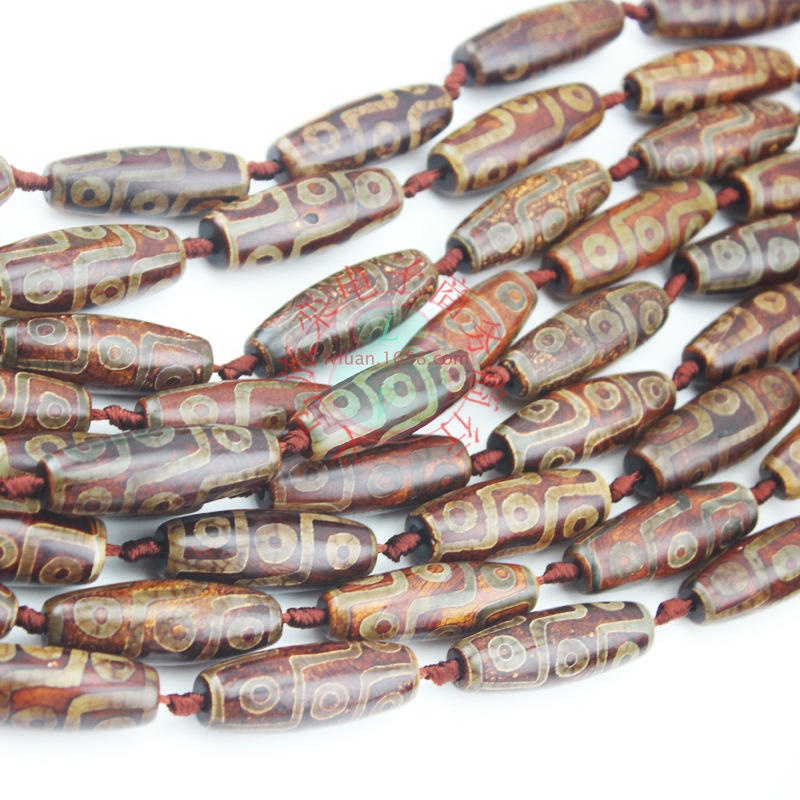 Chuỗi Hạt Đá Mã Não Ba Mắt Màu Xanh Cà Phê Cổ Điển DIY