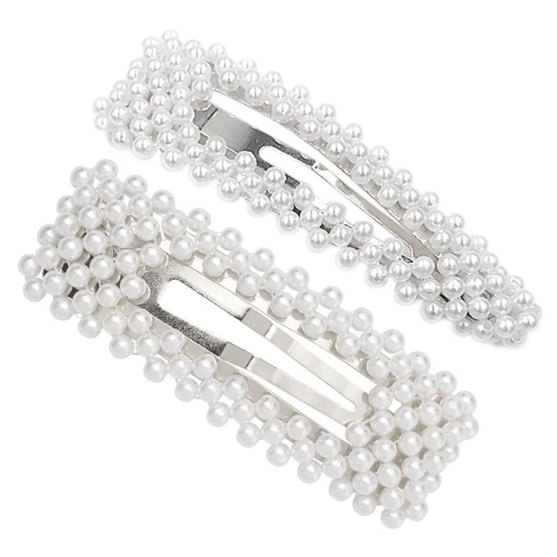 Set 2 Kẹp Tóc Đính Ngọc Trai Giả Lấp Lánh Phong Cách Hàn Quốc
