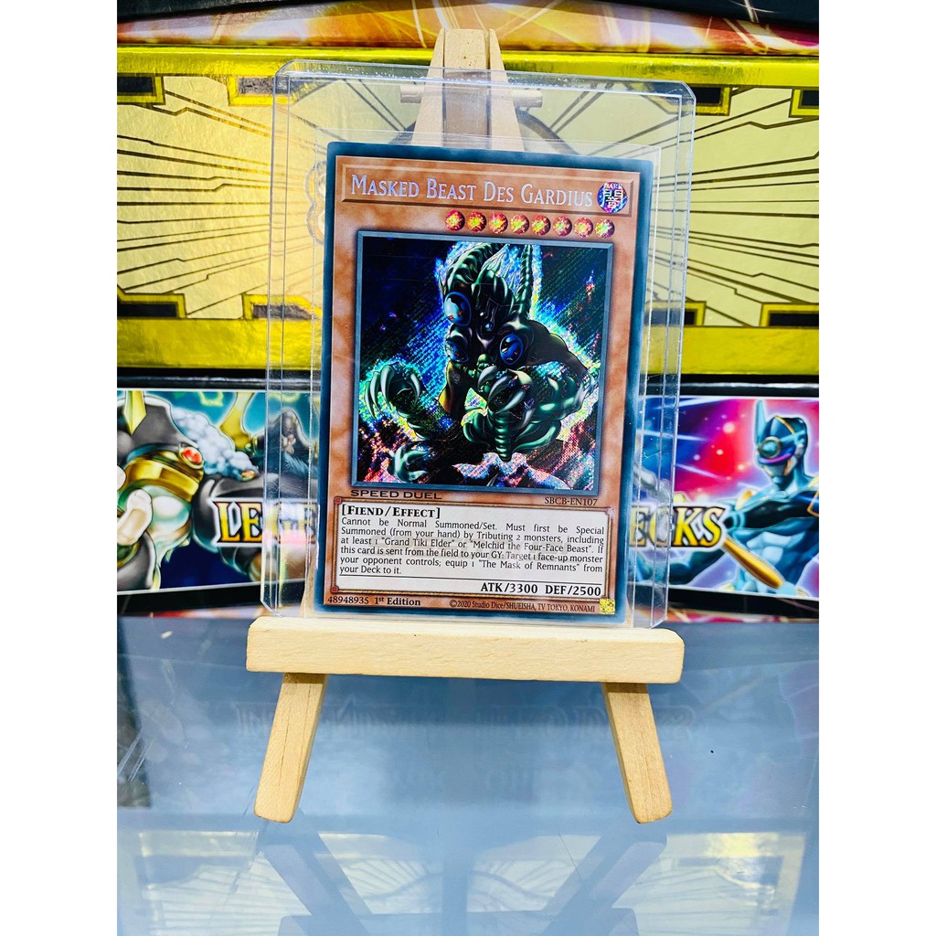 [ Dưa Hấu Yugioh ] Lá bài thẻ bài Masked Beast Des Gardius - Secret Rare - Tặng bọc bài nhựa bảo quản