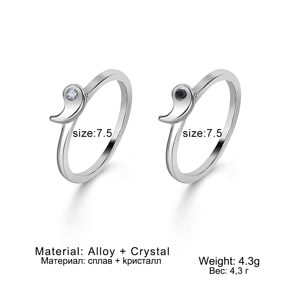 Set 2 Nhẫn Đen Đơn Giản Cổ Điển Cho Cặp Đôi