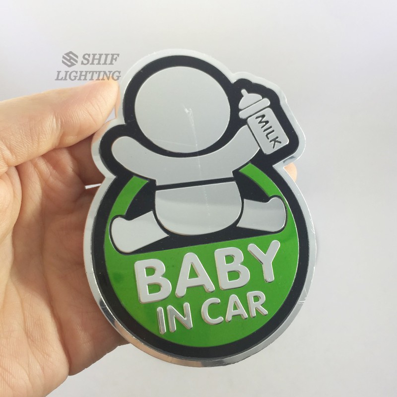 Miếng dán logo bằng nhôm họa tiết &quot;Baby in Car&quot; cho xe hơi