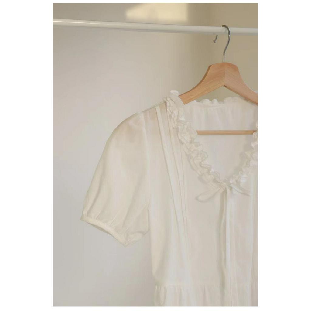 Áo Sơ Mi Trắng Ngắn Tay Thắt Dây Thời Trang 43492