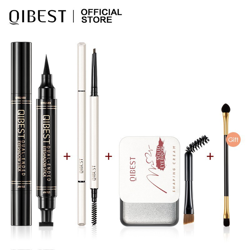 Bộ trang điểm mắt QIBEST gồm bút kẻ mắt dạng lỏng + Bút kẻ lông mày + Gel kẻ mày 95g | BigBuy360 - bigbuy360.vn