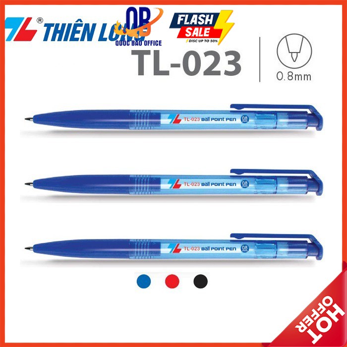 Bút bi Thiên Long TL-023 - ngòi 0.8mm - mực xanh/ đen/ đỏ - 1 chiếc