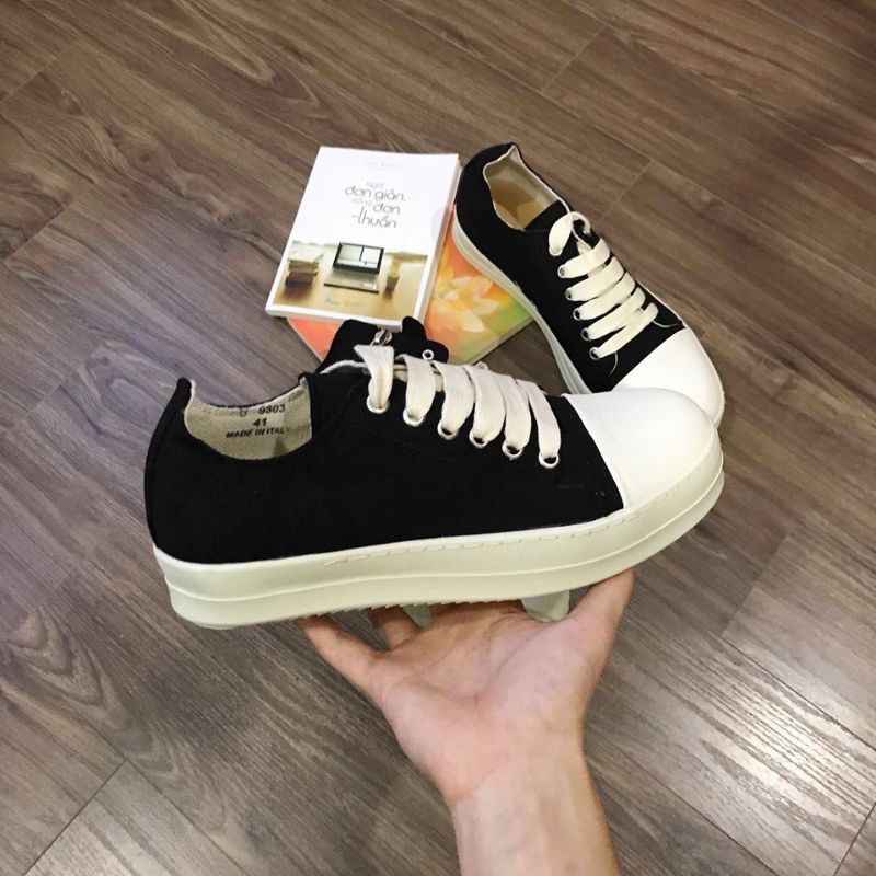 Giày Thể Thao Sneaker Rick Owen Đế Thơm Hương Vani, Đế Khâu