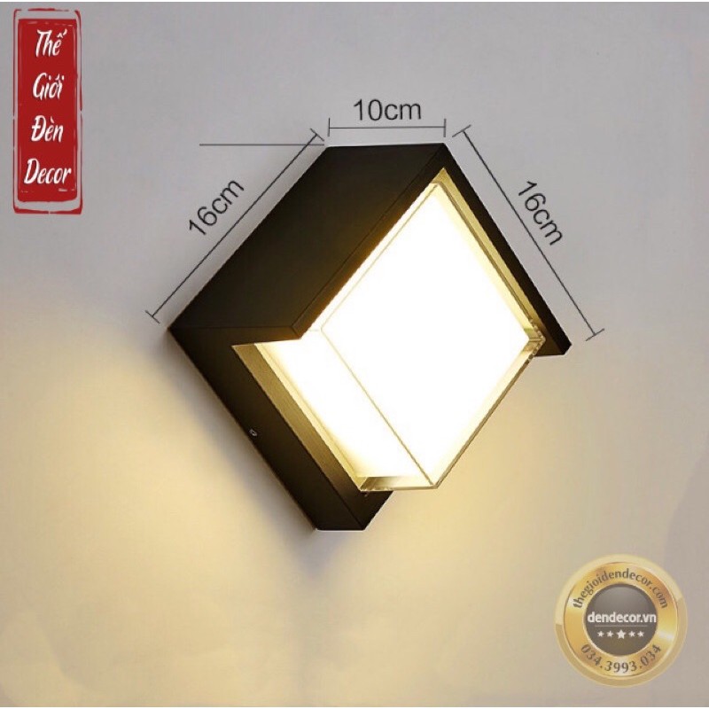 Đèn tường led vuông 12w trang trí nội ngoại thất đèn cột cổng ngoài trời chống nước