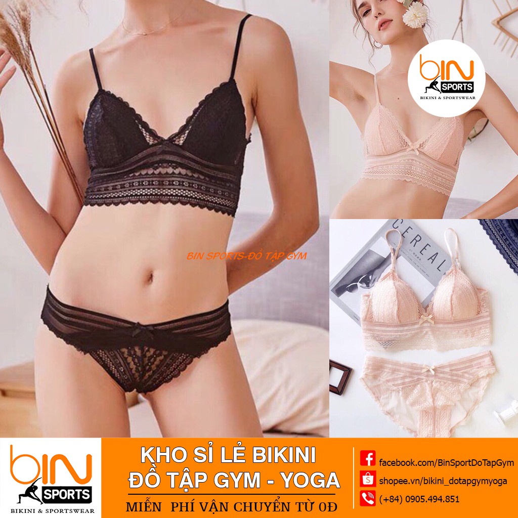 [free ship 50đ] Bộ đồ lót cao cấp | Bộ đồ lót mỏng ren Pinkdear | Áo lót khoét lưng sâu AL004