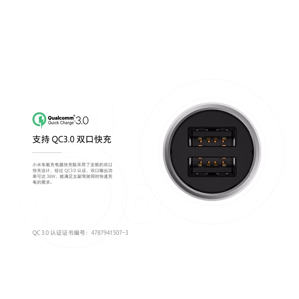 Tẩu Sạc Xiaomi Sạc Trên Oto Hỗ Trợ Sạc Nhanh Quick Charge 3.0