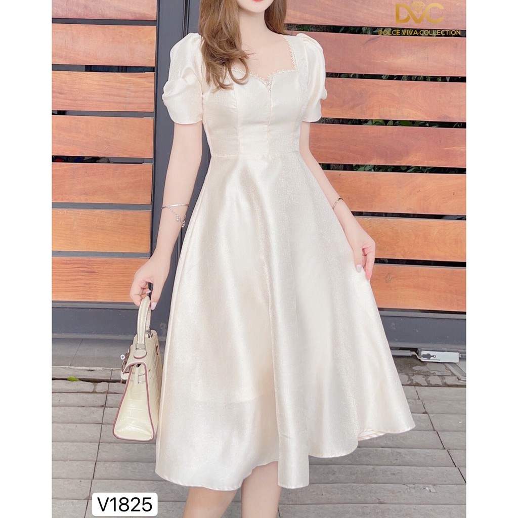 Váy be tafta xòe thiết kế V1825 - Đẹp Shop DVC - Kèm ảnh thật trải sàn do shop tự chụp | BigBuy360 - bigbuy360.vn