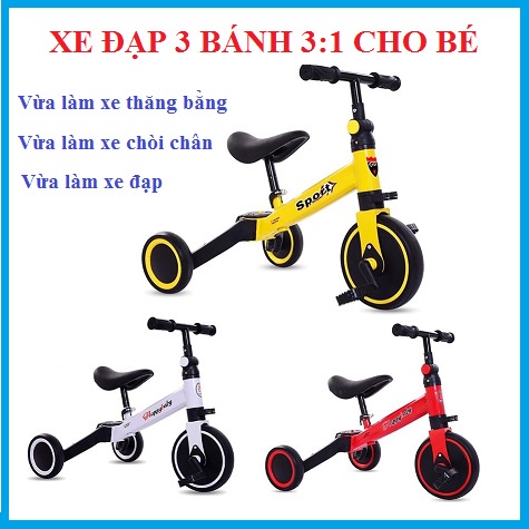 Xe Đạp 3 Bánh, Xe Chòi Chân SPORT 3:1 Cho Bé Từ 1-5 Tuổi.Hàng Chính Hãng.Bảo Hành 1 Năm