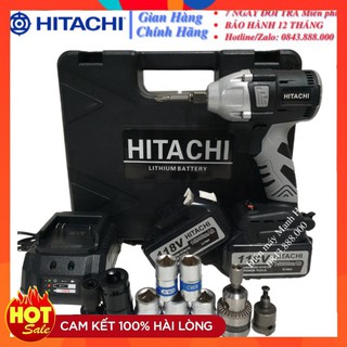 [CHÍNH HÃNG] Máy siết bulong vặn ốc Hitachi 118V - 2 Pin - 100% ruột đồng - tặng bộ chuyển đổi khoan cao cấp và 5 khẩu t