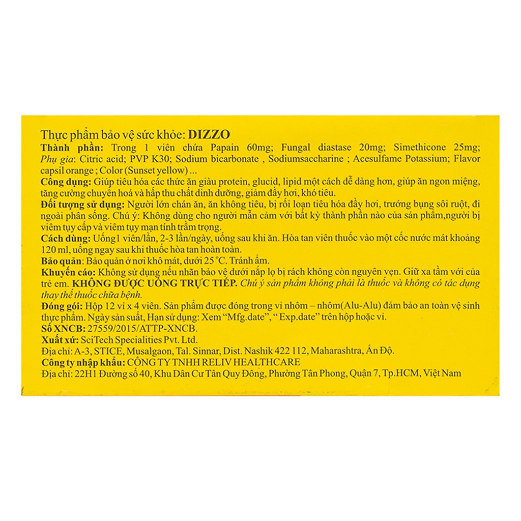 Viên sủi tiêu hóa Dizzo - Giảm ngay chứng đầy hơi, đình bụng, khó tiêu, ợ chua