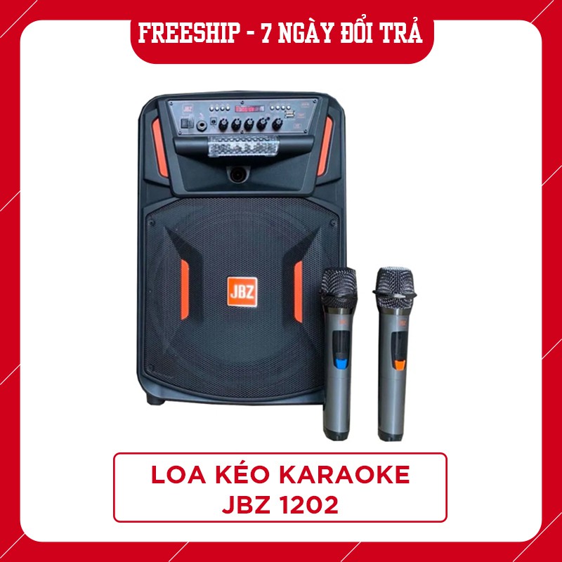 Loa Kéo Bluetooth JBZ 1202 - Bass 30, Tặng kèm 2 Mic, 4-6h sử dụng liên tục, 3 Tấc, Công suất 250W, Bảo hành 6 tháng