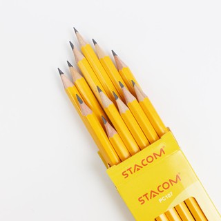 Combo 5/12 cây Bút chì gỗ, dộ chì 2B, thân vàng, ngòi chống gãy | Stacom PC107