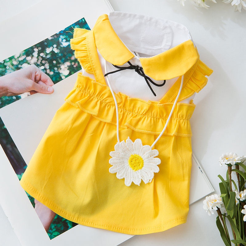 Váy công chúa mùa hè cún con thú cưng Teddy Bichon chó nhỏ mèo xuân và quần áo mỏng