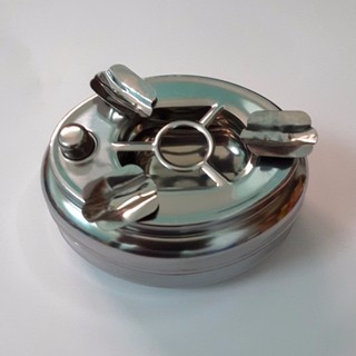 Gạt tàn thuốc lá Inox (Nhấn nút đóng mở 2 ngăn) - NPP HS shop