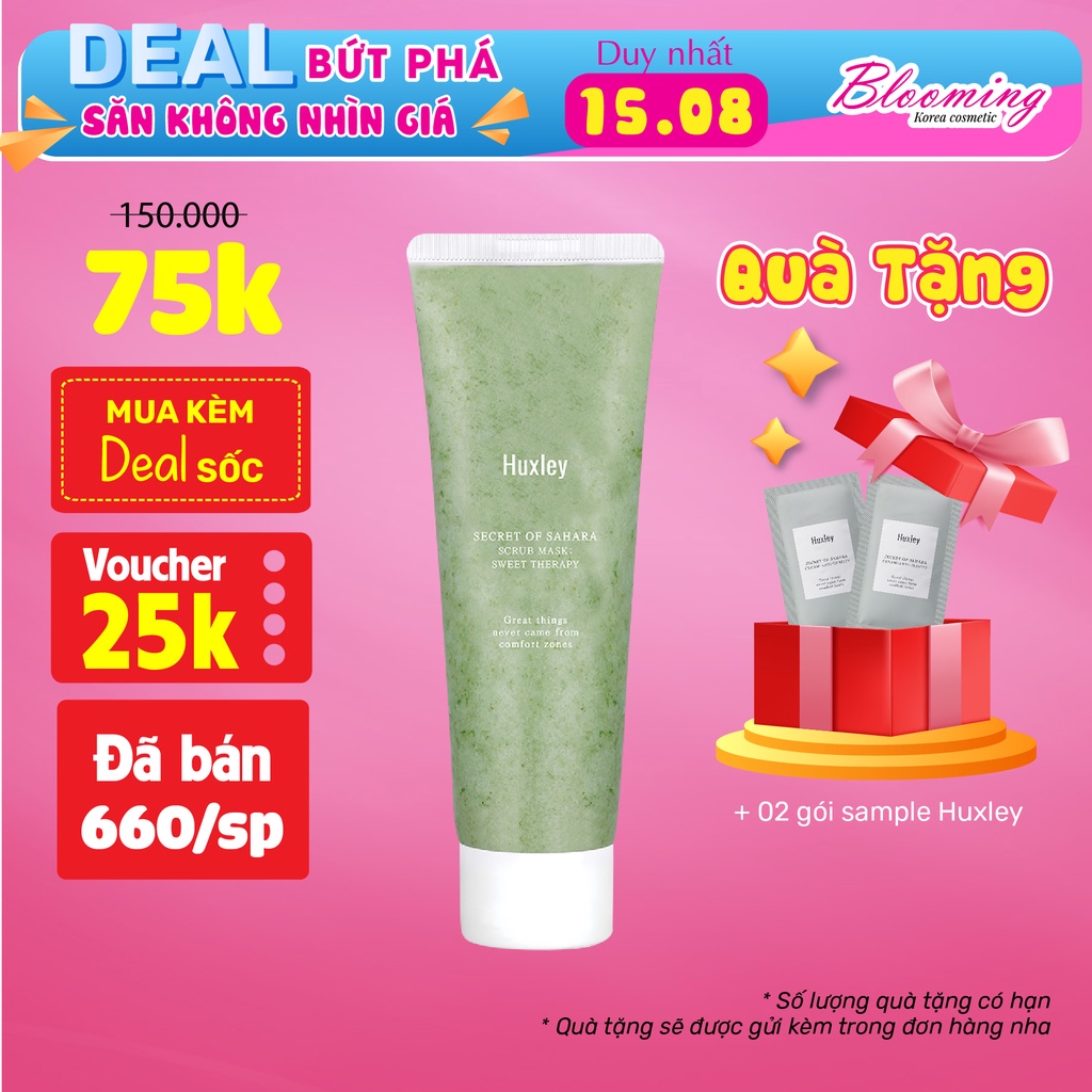 Tẩy tế bào chết da mặt môi body dành cho da mụn da khô da dầu nhạy cảm Huxley Scrub Mask Therapy 30g
