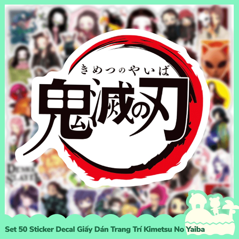 [Sẵn VN - NowShip] Set 50 Sticker Decal Dán Trang Trí Mẫu Nhân Vật Anime Manga Kimetsu No Yaiba Demon Slayer