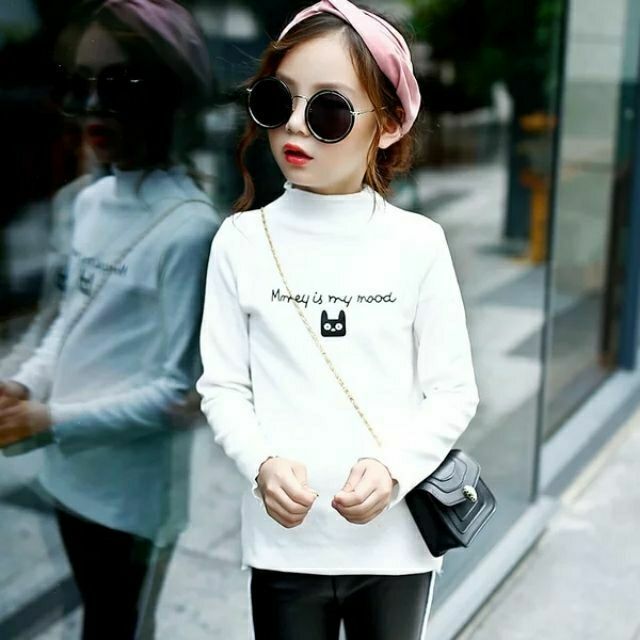 FLASH SALE 3 Áo cotton len cao cổ  cho bé gái (có mẫu bé trai)