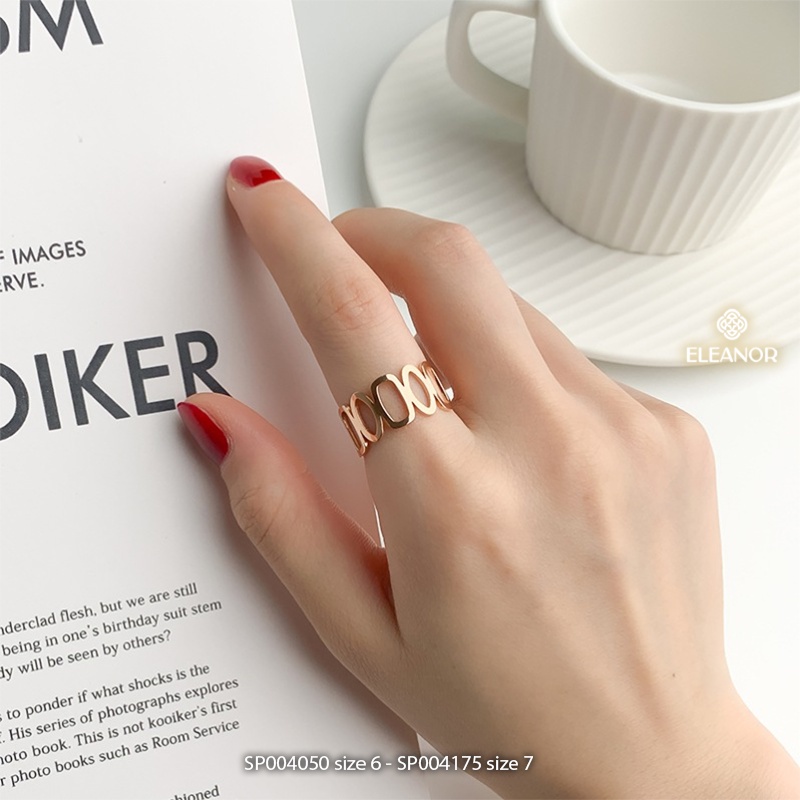 Nhẫn nữ titan Eleanor Accessories hình học bản to phụ kiện trang sức 4045