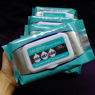 Khăn ướt cồn Let green 50 miếng/bao