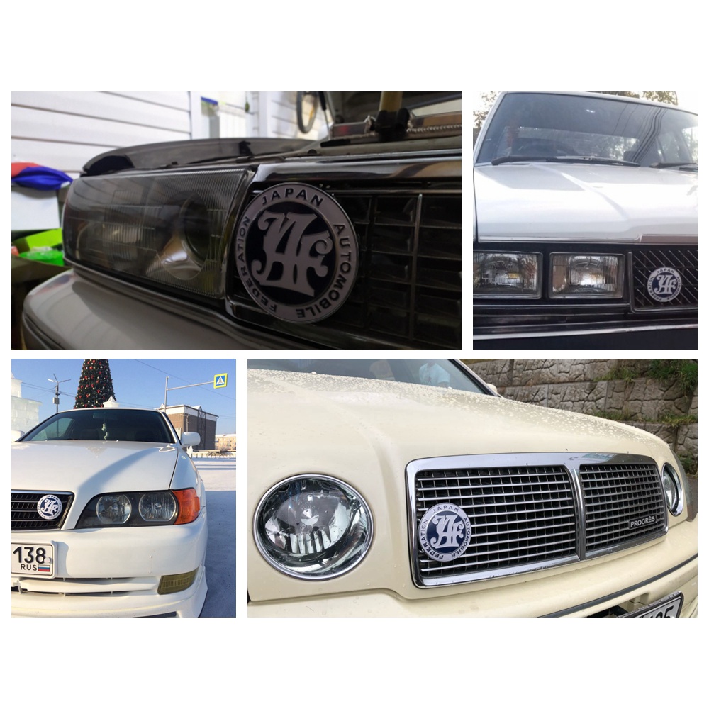 Jaf Biểu tượng 3D vật liệu kim loại Liên đoàn ô tô Nhật Bản JDM xe ô tô phần thân Trang hoàng Logo huy hiệu