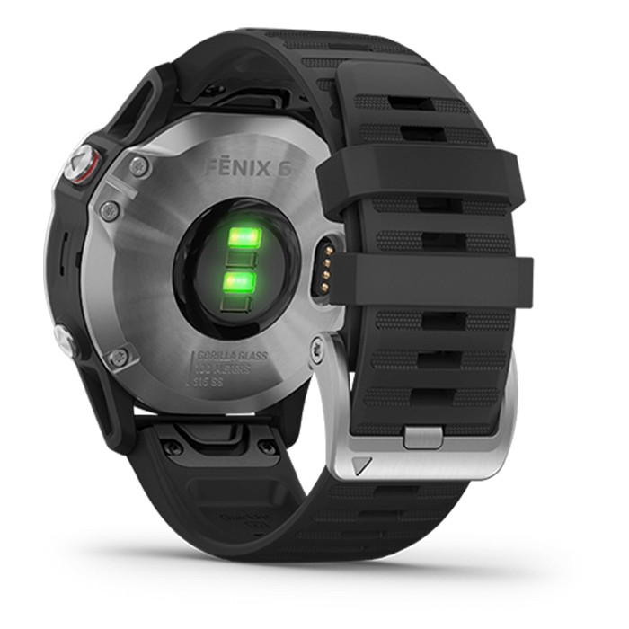 Đồng Hồ Garmin Fenix 6/6S - Silver with Black Band, Non -Sapphire, Music, Topo Map - Chính Hãng