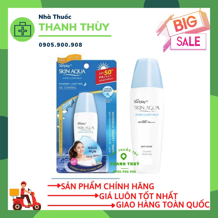 Kem Chống Nắng Dưỡng Da Ngừa Mụn Sunplay Skin Aqua Acne Clear SPF 50+ PA++++ 25g