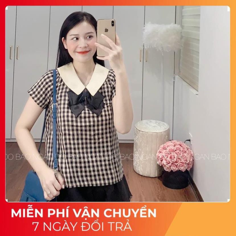 Set Nơ Kẻ Caro Cổ Thuyền Mix Quần Ren | BigBuy360 - bigbuy360.vn