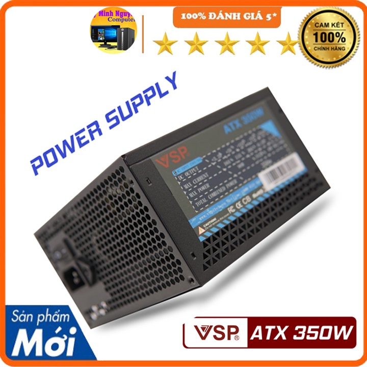 Nguồn máy tính công suất thực VSP ATX 350W 4+4pin, 6+2pin chính hãng VSP bảo hành 2 năm