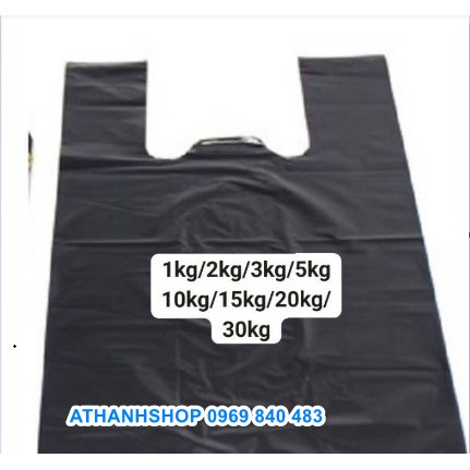 TÚI NILON ĐEN ĐỰNG RÁC, ĐÓNG HÀNG CÓ QUAI XÁCH BÁN THEO 1 GÓI/KG