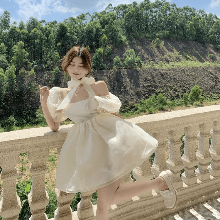 FREE SHIP ĐẦM VOAN XỐP NỮ TAY BỒNG BÚP BÊ CỰC XINH PU THỜI TRANG HHP