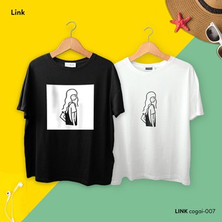 Áo thun tay lỡ hình CÔ GÁI Unisex ( Trắng, đen )