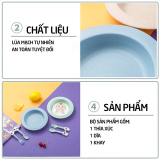 Bát lúa mạch ăn dặm kèm thìa dĩa Children