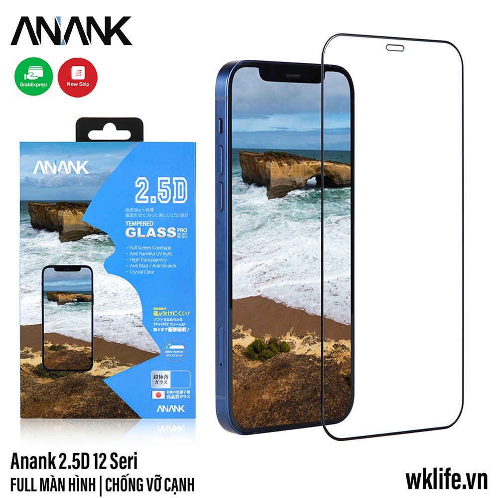 Cường Lực iPhone 12 Pro Max Full Màn ANANK Chống Vỡ Cạnh Thương Hiệu Nhật