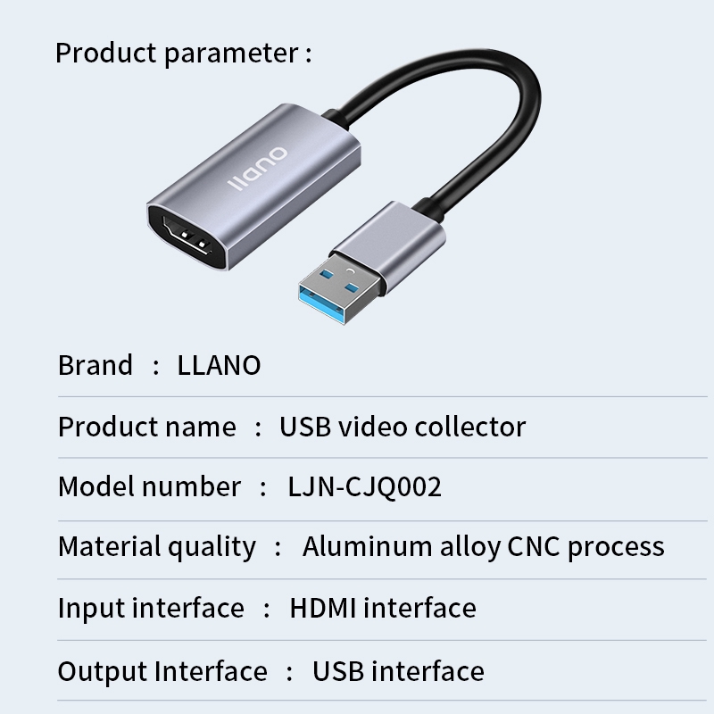 Cáp Kết Nối Truyền Âm Thanh Hình Ảnh LLANO Từ Cổng HDMI Sang USB 3.0 / Type C HD 1080P Dành Cho Phát Trực Tiếp PS4