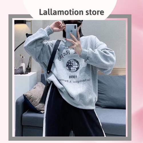 Áo nỉ sweater hoodie đôi nam nữ thời trang trẻ hàng quảng châu cao cấp  from rộng hot LALLAMOTION 22
