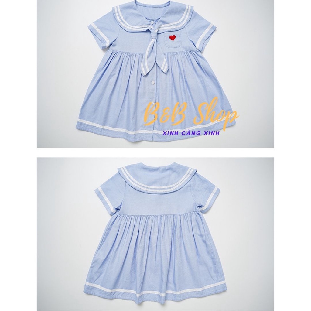 Đầm Trẻ Em Phối Viền Trắng Váy Thủy Thủ Cao Cấp Phong Cách Thanh Lịch Kiểu Pháp Cho Các Bé Gái Từ 2-8 Tuổi Bao Đổi Trả