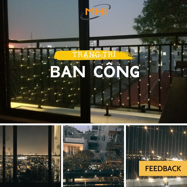 Dây Đèn LED Đom Đóm Năng Lượng Mặt Trời MHI 100 - 200 Bóng,Chống Nước Trang Trí Ban Công, Sân Vườn, Cây cảnh