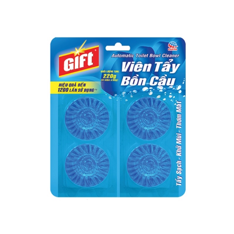 Viên tẩy bồn cầu Gift siêu sạch (300 lần nhấn nút xả) Vỉ 2 viên chống bám bẩn thành bồn cầu khử mùi hôi hiệu quả