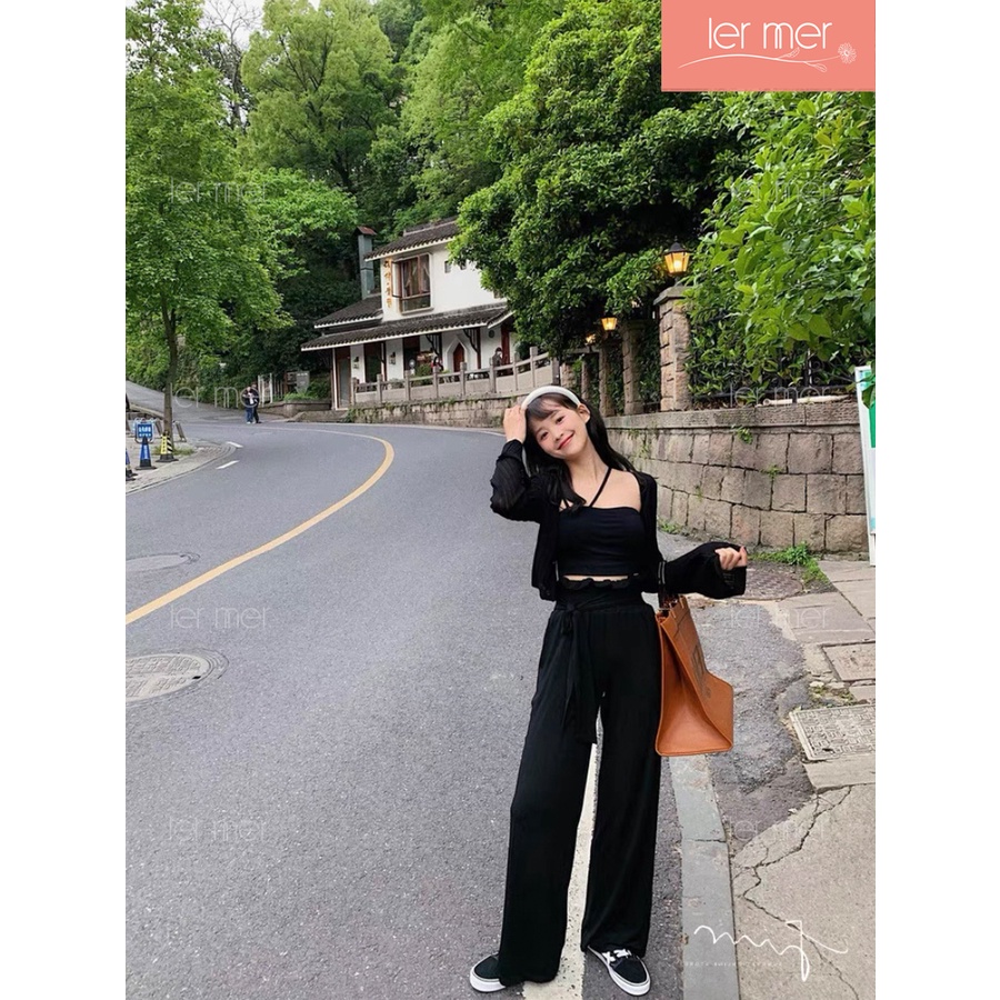 Áo cardigan len croptop mỏng tay bo 5 màu Ler Mer 🌼 Áo cardigan phong cách Hàn Quốc