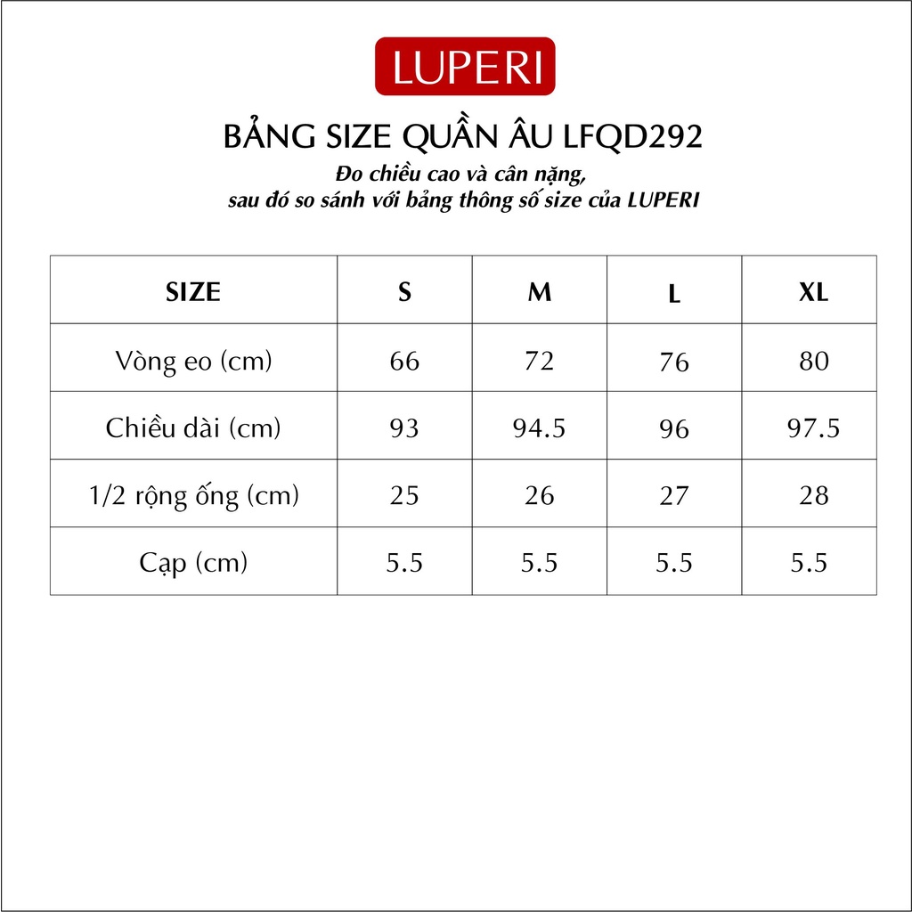 Quần Ống Suông Nữ Lưng Cao Luperi LFQD292 khóa sườn lưng cao gen bụng chất trượt lạnh co giãn không nhăn mát mềm