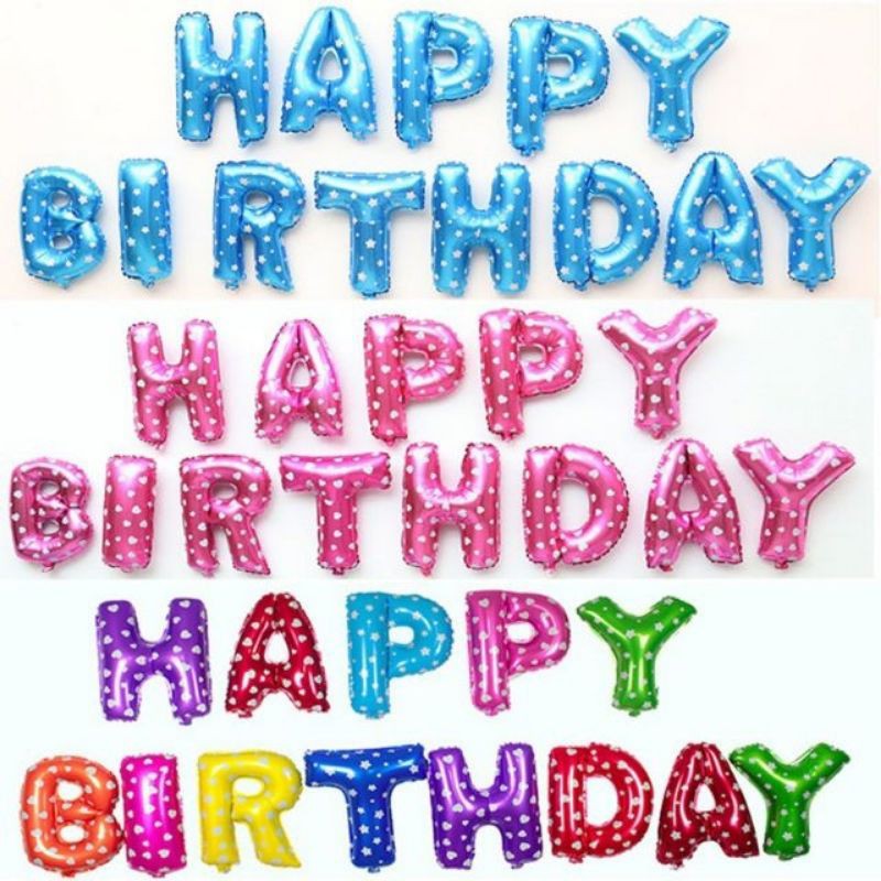 Hàng chất lượng Set bóng chữ Happy Birthday trang trí sinh nhật đẹp TA12