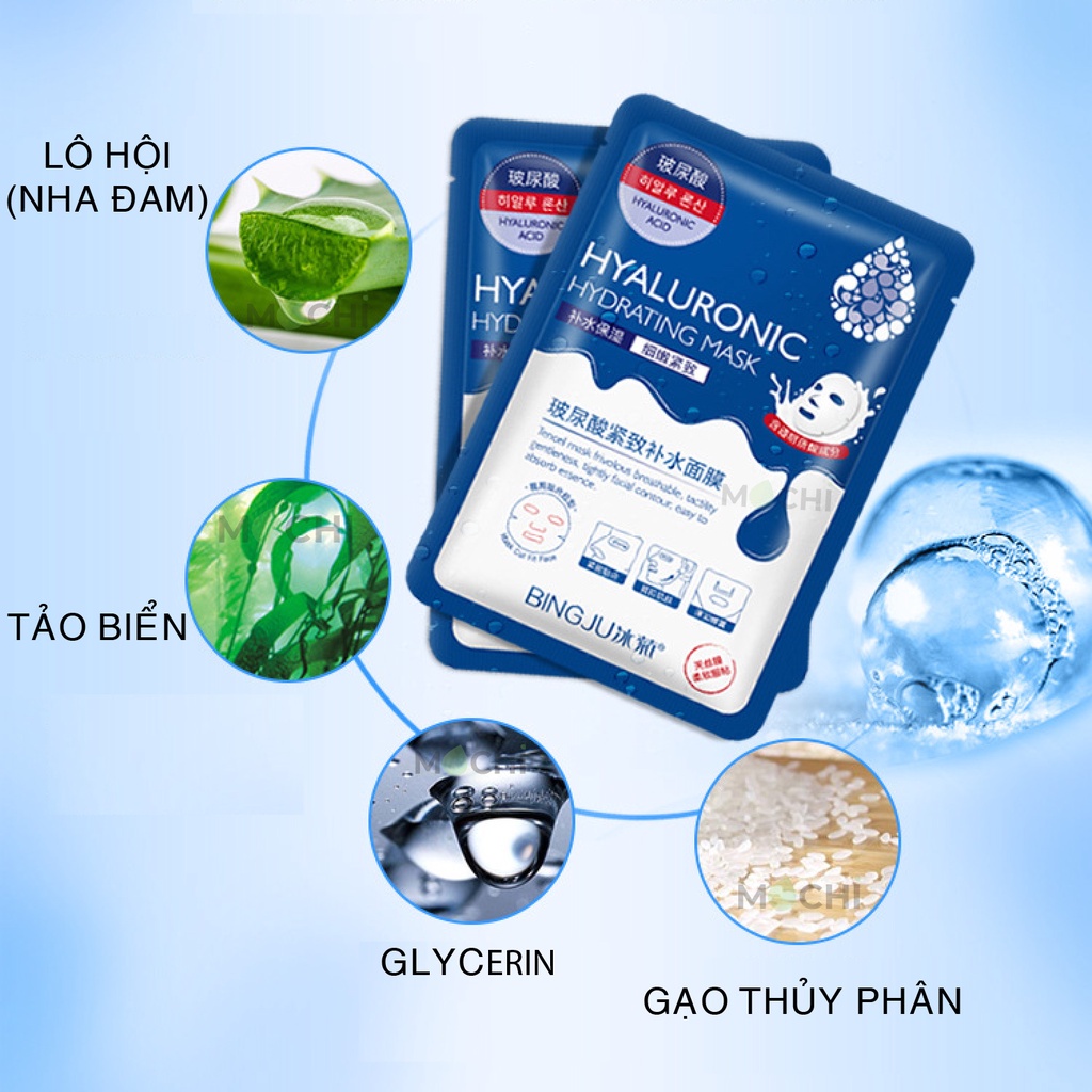 Mặt Nạ Gạo Dưỡng Trắng Da l Cấp Ẩm l Thải Độc Mụn l Dưỡng Nhan Mask Giấy Đắp Mặt HA Bingju Tảo Biển l Nha Đam MOCHI SHOP