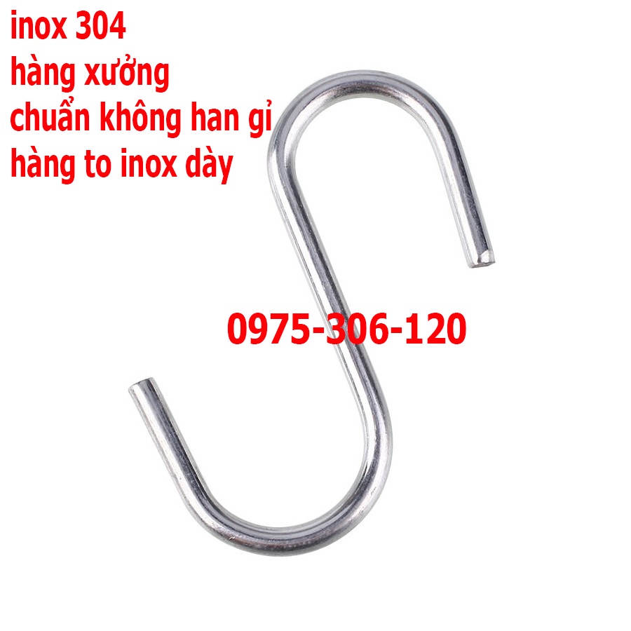 Bộ Móc Treo Nồi Chảo Quần Áo Hình Chữ S 100% inox 304 chuẩn,hàng không thể bẻ cong chỉ lấy kìm mới bẻ được