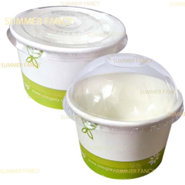 50 cốc kem giấy 10oz ~ 300ml ly có nắp đựng chè canh sôt nước chấm - Paper cup Hộp giấy