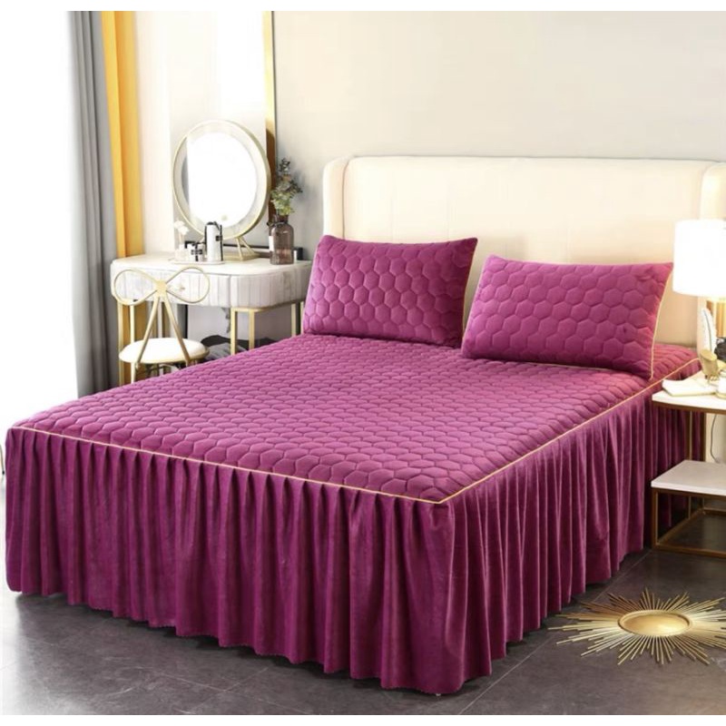 Set ga gối nỉ trần phủ trơn bèo - set 3 món cao cấp hàng nhập - đủ size